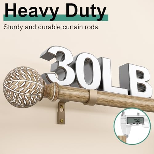 Weathered Wood Boho Curtain Rods 18-60 Inch Set