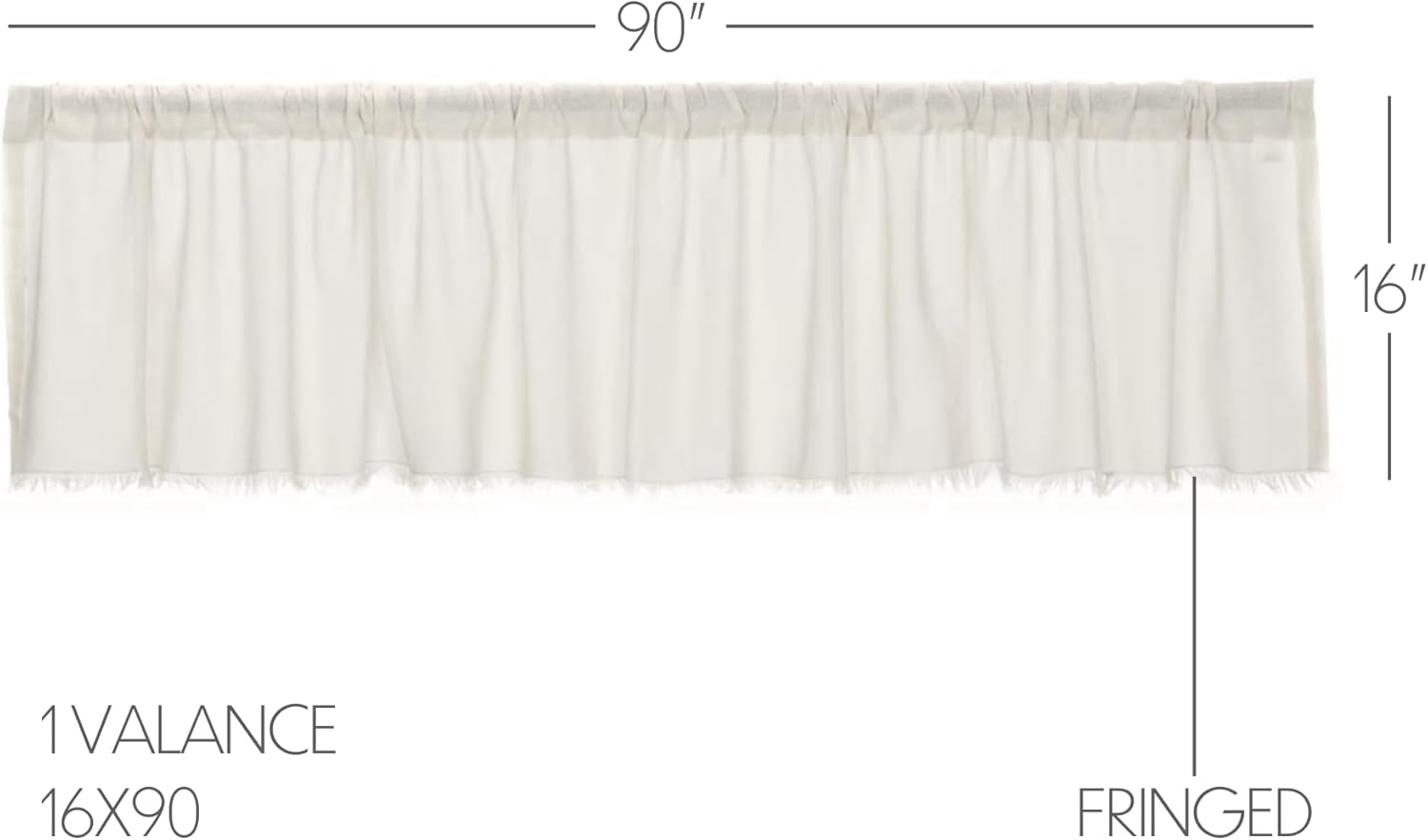 VHC Brands Tobacco Cloth Valance 16x90 Antique White