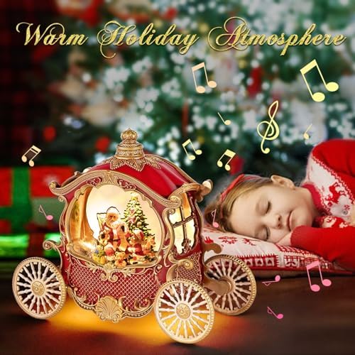 Christmas Carriage Snow Globe with Music and Timer