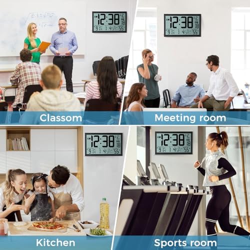 SZELAM Atomic Wall Clock with Digital Calendar and Indoor Climate Display