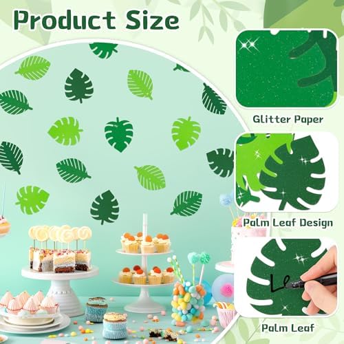 Palm Leaf Glitter Cutouts - 100pcs Tropical Decor Accents
