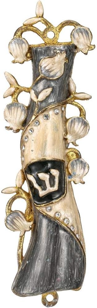 Matashi Hand Painted Mezuzah with Gold and Crystals