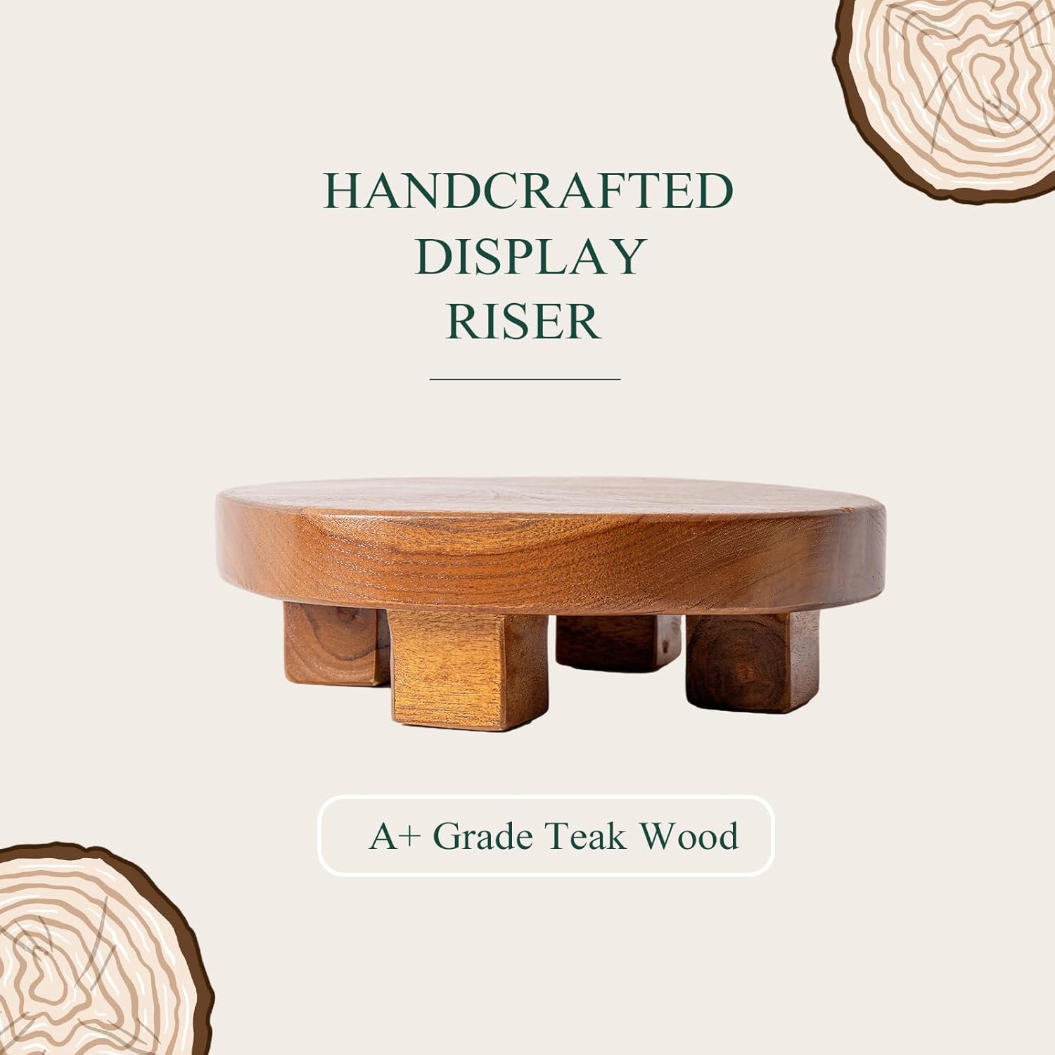 Teak Handmade Display Riser for Bathroom Counter Decor
