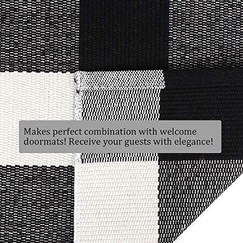Buffalo Plaid Outdoor Rug 24 x 37 Black White Check