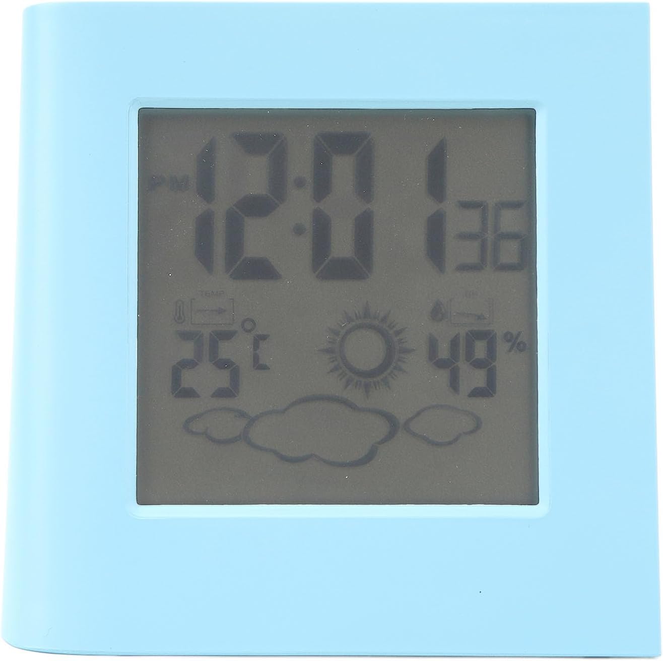 Leapiture Solar Powered Alarm Clock with Weather Forecast Blue LCD Display
