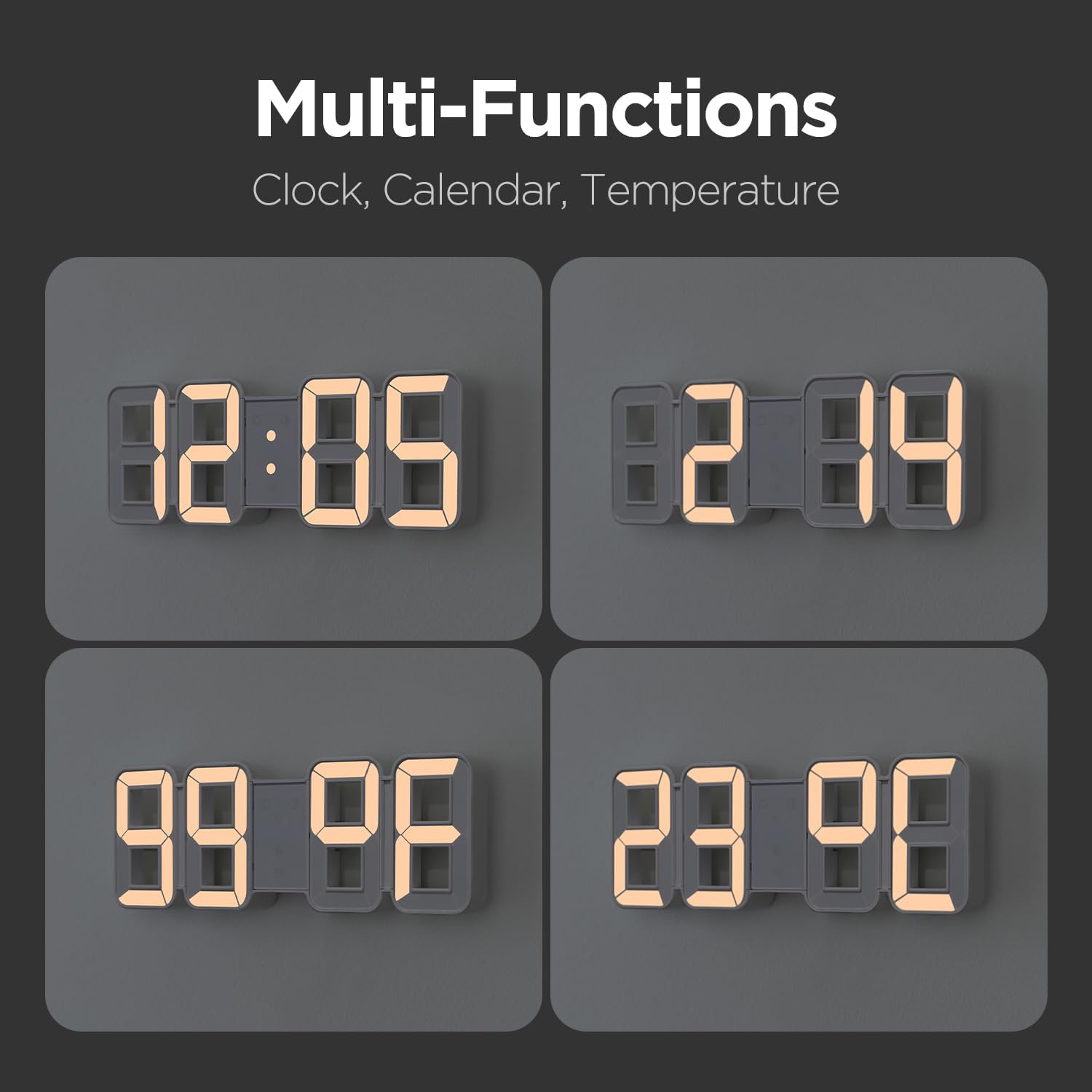 Mooas 3D Pure Mini White Gold LED Clock