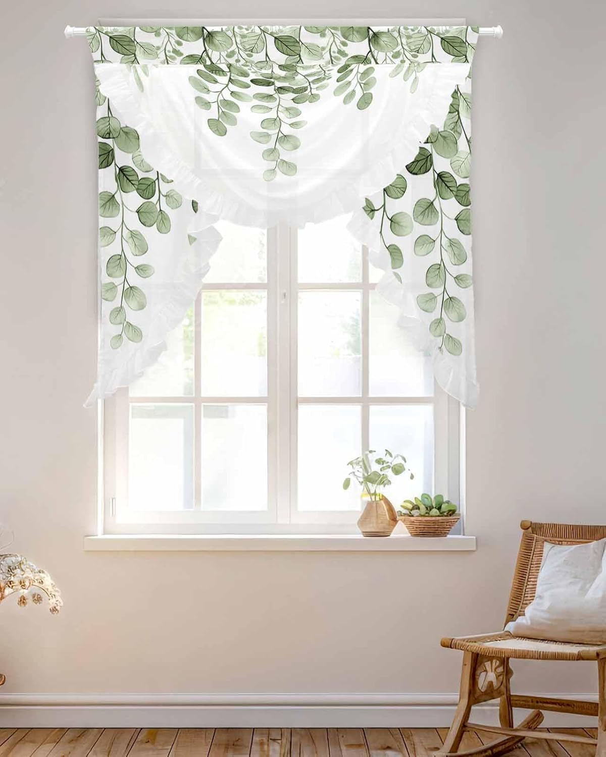 Sage Green Eucalyptus Leaf Valance 39x41 Inch