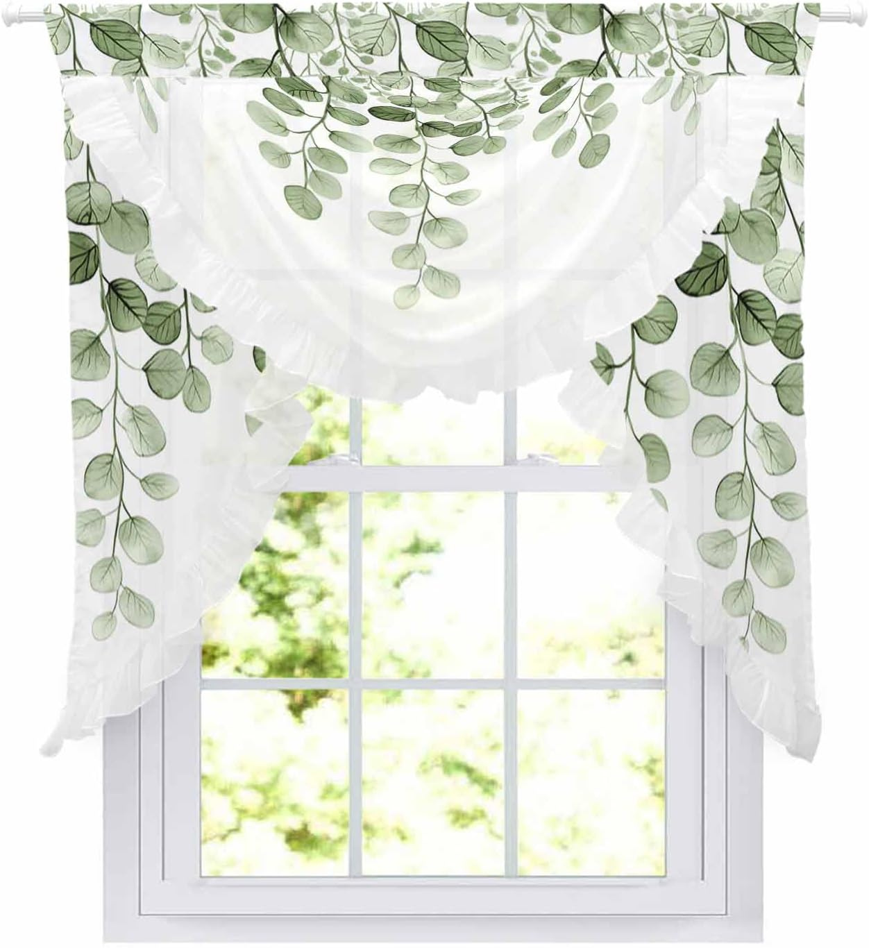 Sage Green Eucalyptus Leaf Valance 39x41 Inch