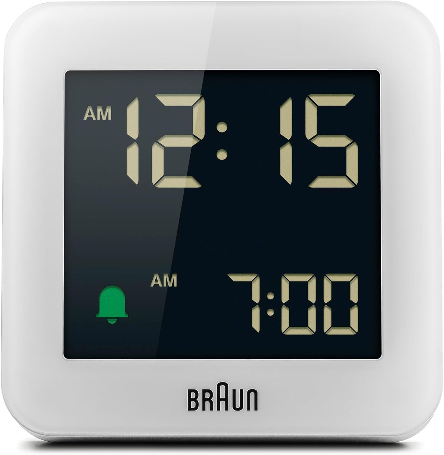 Braun Digital Alarm Clock with Snooze and Crescendo Beep in White