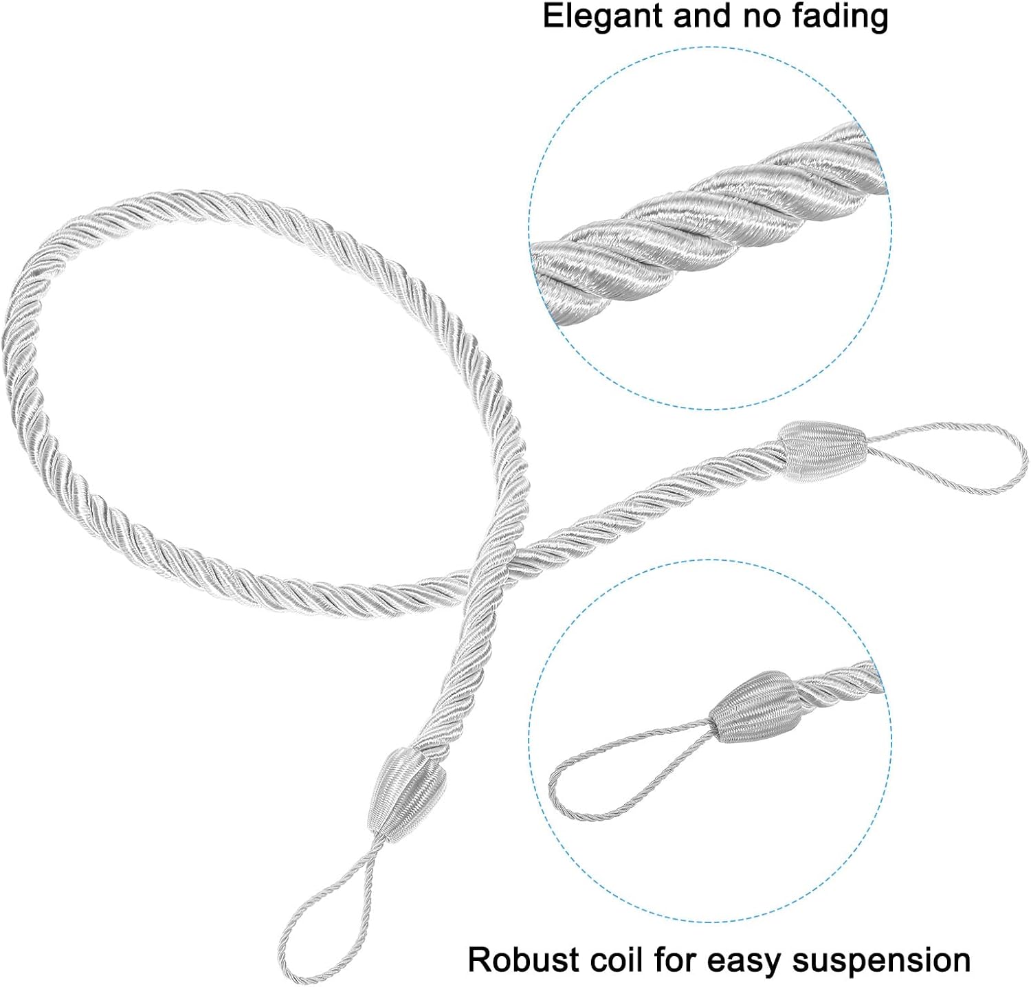 PATIKIL 6 Pack White Curtain Tiebacks Ropes