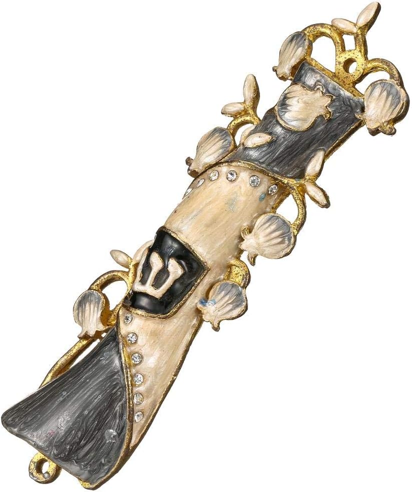 Matashi Hand Painted Mezuzah with Gold and Crystals