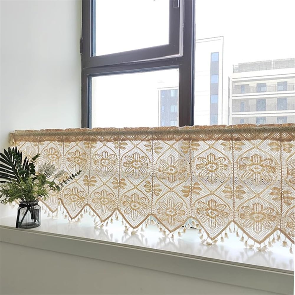 Retro Crochet Curtain Valance for Kitchen Window