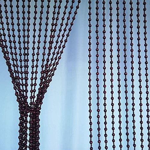OKUOKA Beaded Door Curtain Retro Style Red Wine Handmade