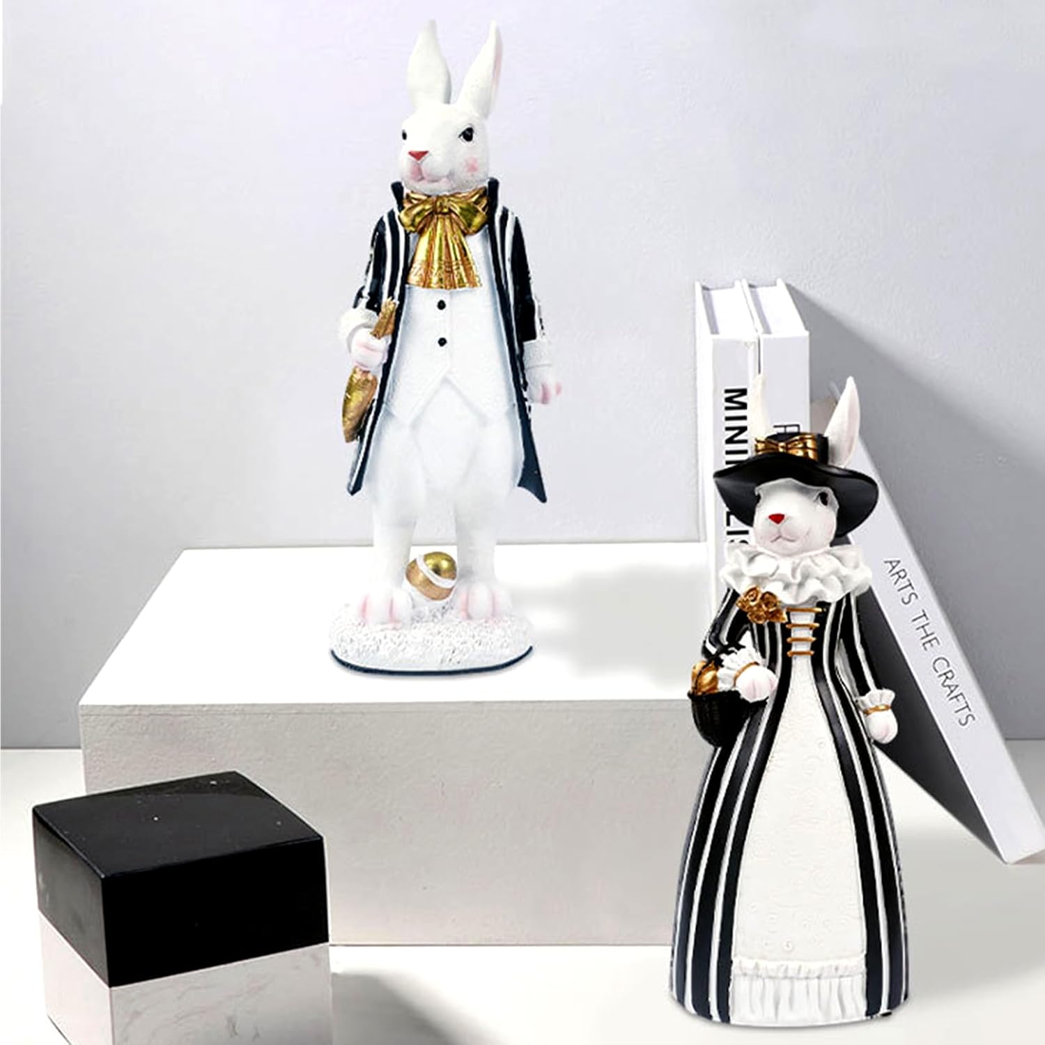 Rabbit Gentleman Decor Black Resin Figurine