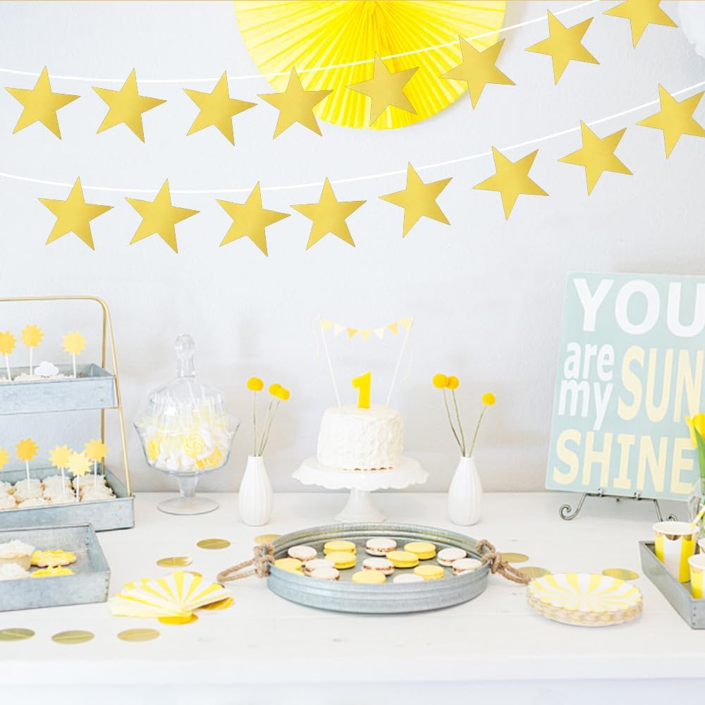 11 Inch Gold Star Cutouts 24Pcs Double Printed Decorations