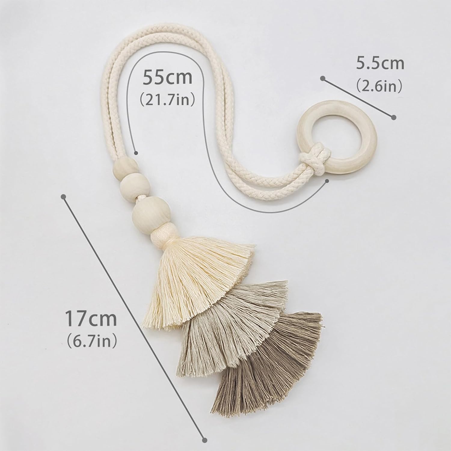 2pcs Wooden Bead Curtain Tiebacks Coffee
