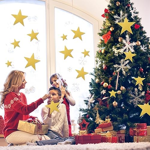 180 Pcs Gold Glitter Star Cutouts for Decorations
