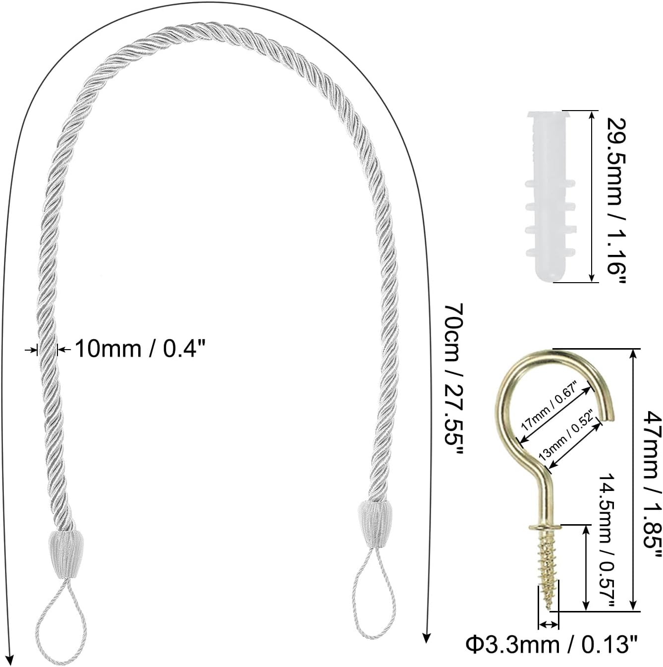 PATIKIL 6 Pack White Curtain Tiebacks Ropes