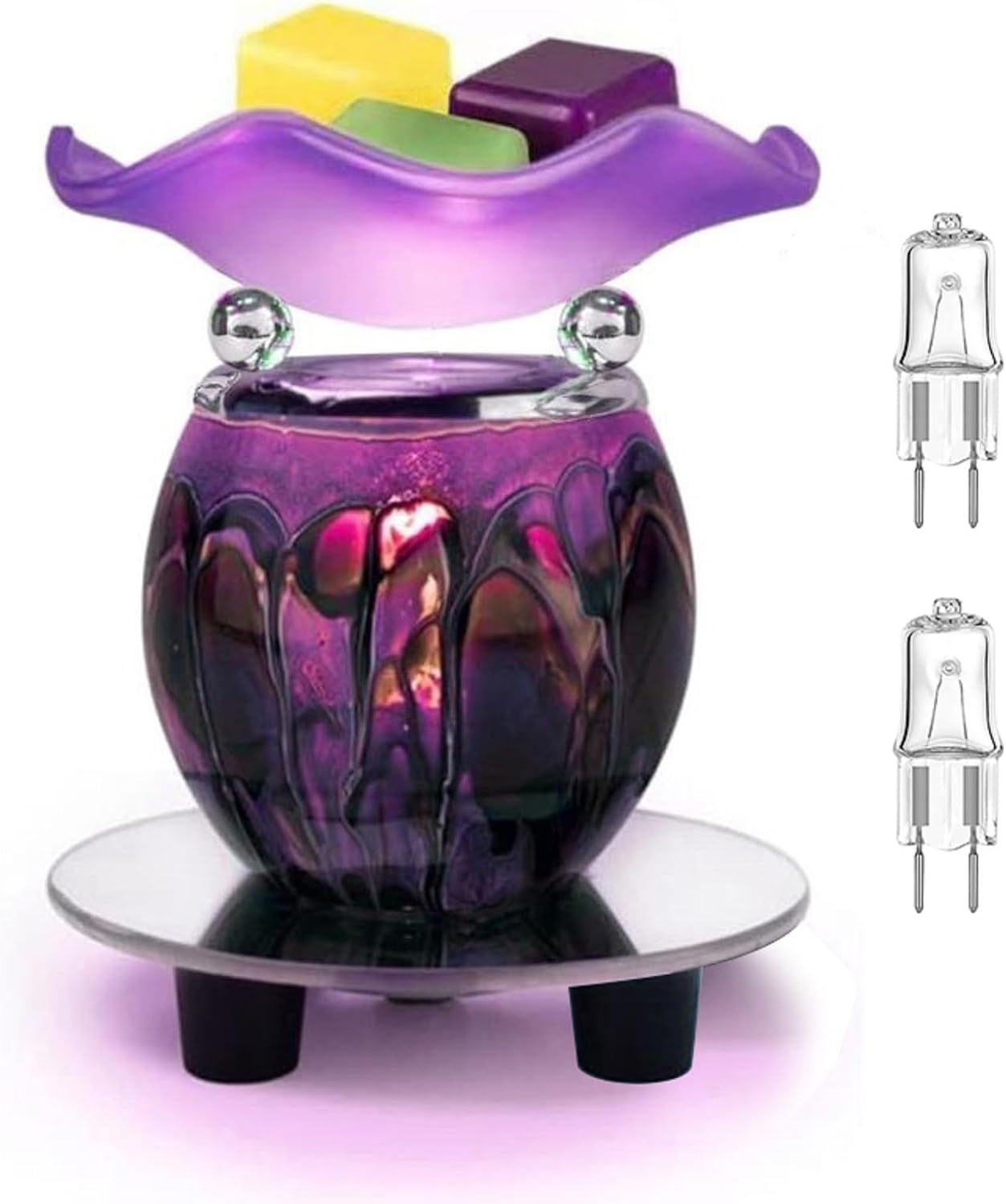 Hunanbang 1 Piece Purple Tie Dye Electric Wax Warmer with Mirrored Base