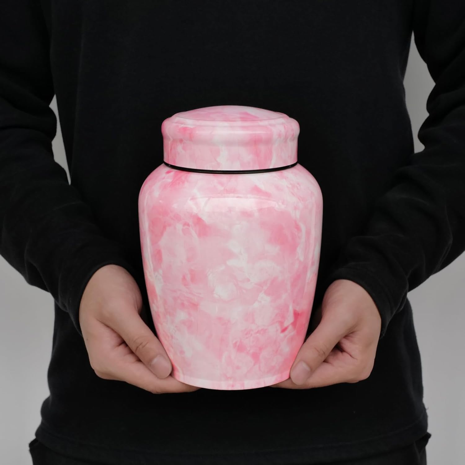 Pink Flower Marble Decorative Urn for Ashes