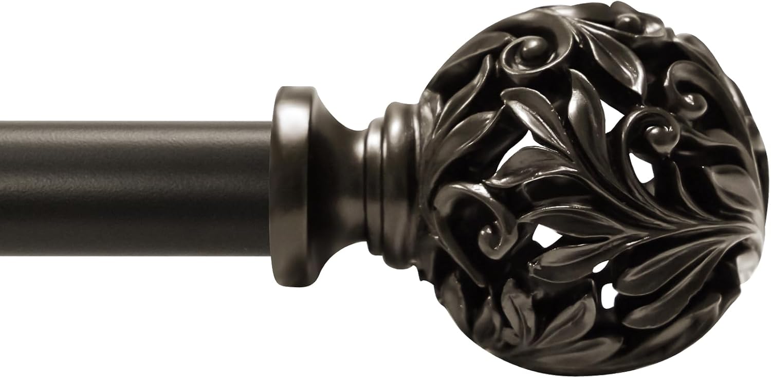 Bronze Curtain Rods 18-45 Inches with Decorative Finials