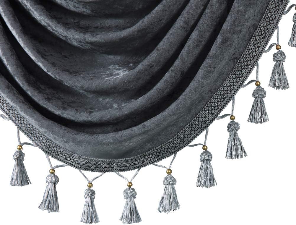ELKCA Grey Chenille Valance for Living Room and Kitchen