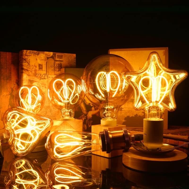 Dimmable E27 LED Heart Filament Light Bulb 4W Warm White