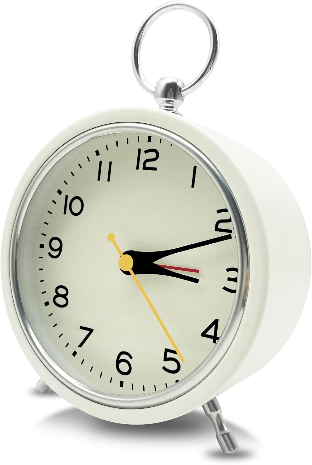 Rohome Small Alarm Clock with Night Light and Silent Quartz Movement White