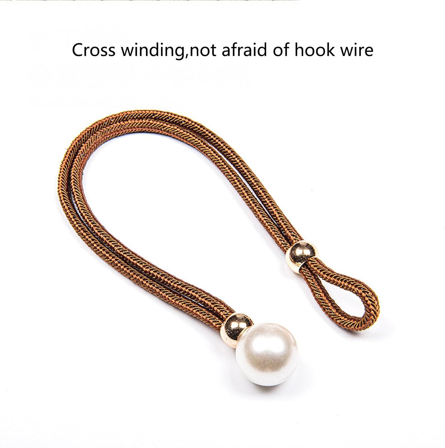 2 PCS Adjustable Big Pearl Curtain Tiebacks No Punching Required