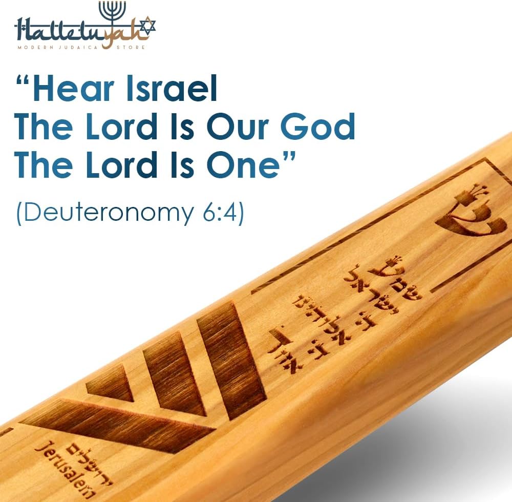 HalleluYAH Olive Wood Mezuzah from Bethlehem