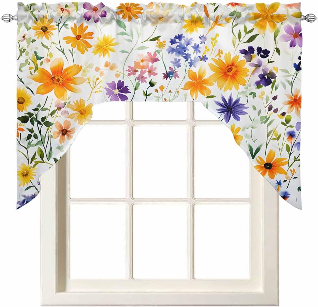 Spring Wildflowers Valance Curtains for Windows and Bathrooms