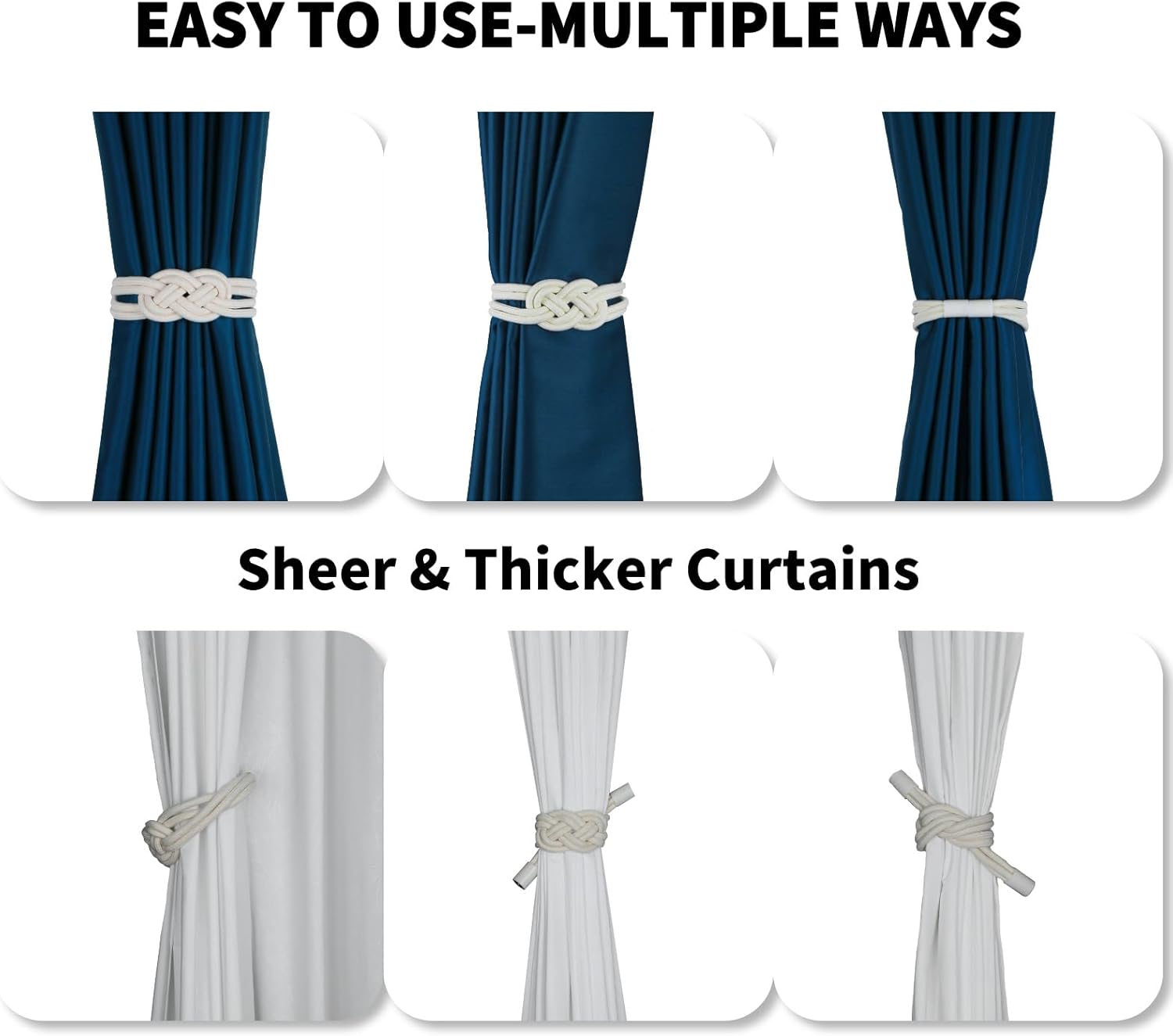 2 Pack Magnetic Curtain Holdbacks for Home and Office Use