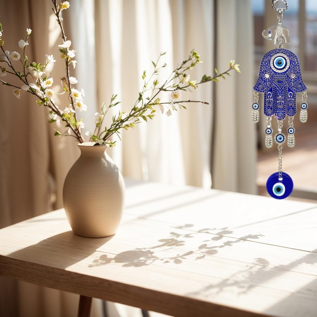 Betterdecor Blue Evil Eye Hamsa Hand Amulet Decoration
