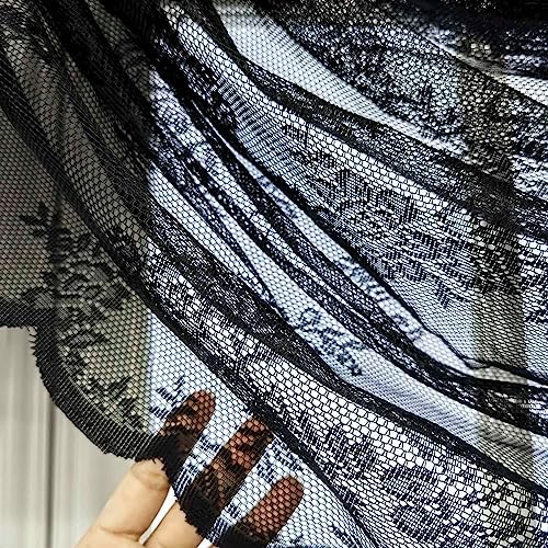 Elegant Black Lace Valance Curtain 144 Inch Long