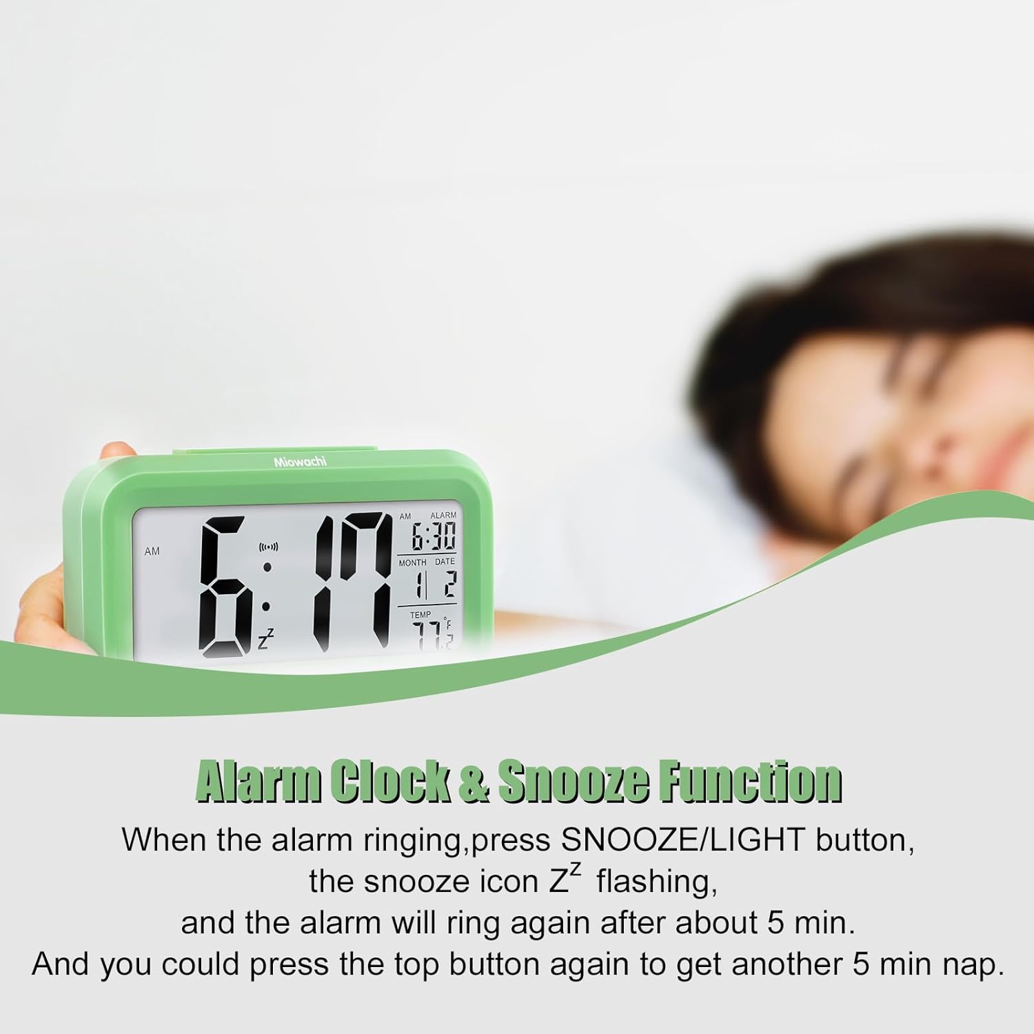 Miowachi Small Digital Alarm Clock for Kids Bedroom and Kitchen