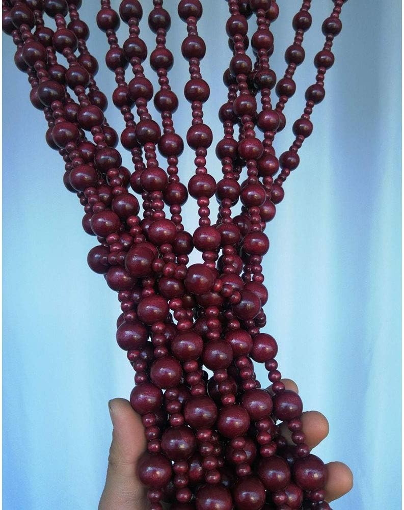 OKUOKA Beaded Door Curtain Retro Style Red Wine Handmade