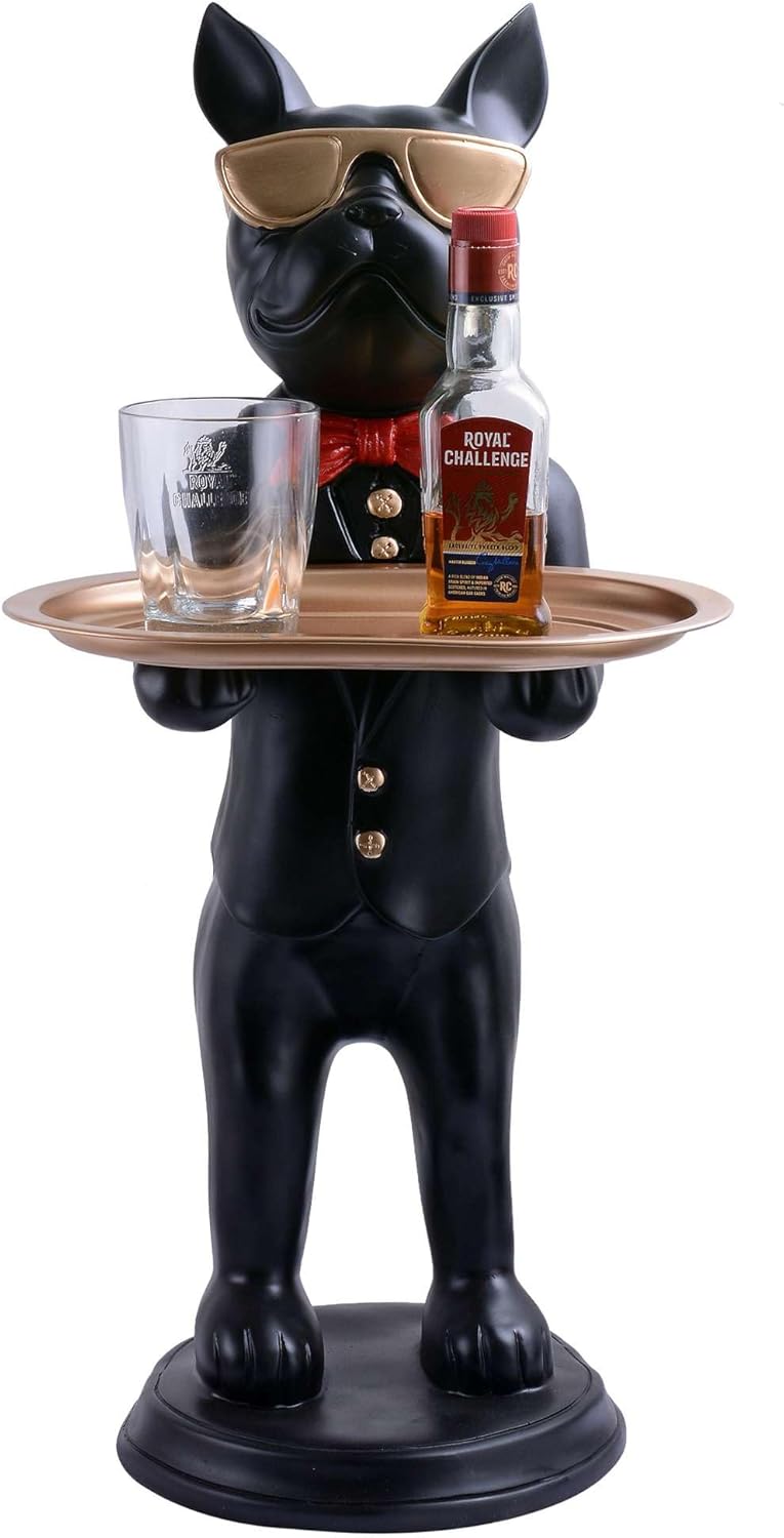 Cool Dog Sculpture with Plate for Home Dcor