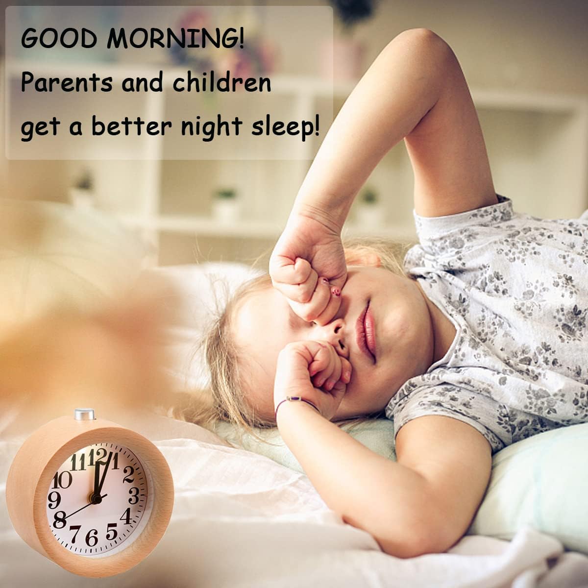 EC VISION Classic Small Round Silent Alarm Clock with Nightlight