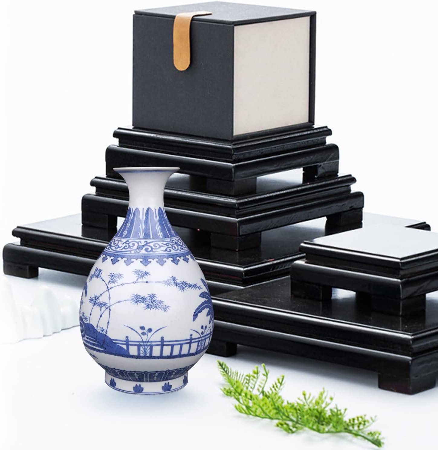 MDEOOSKY Wooden Display Stand - Black 13cm x 95cm x 43cm