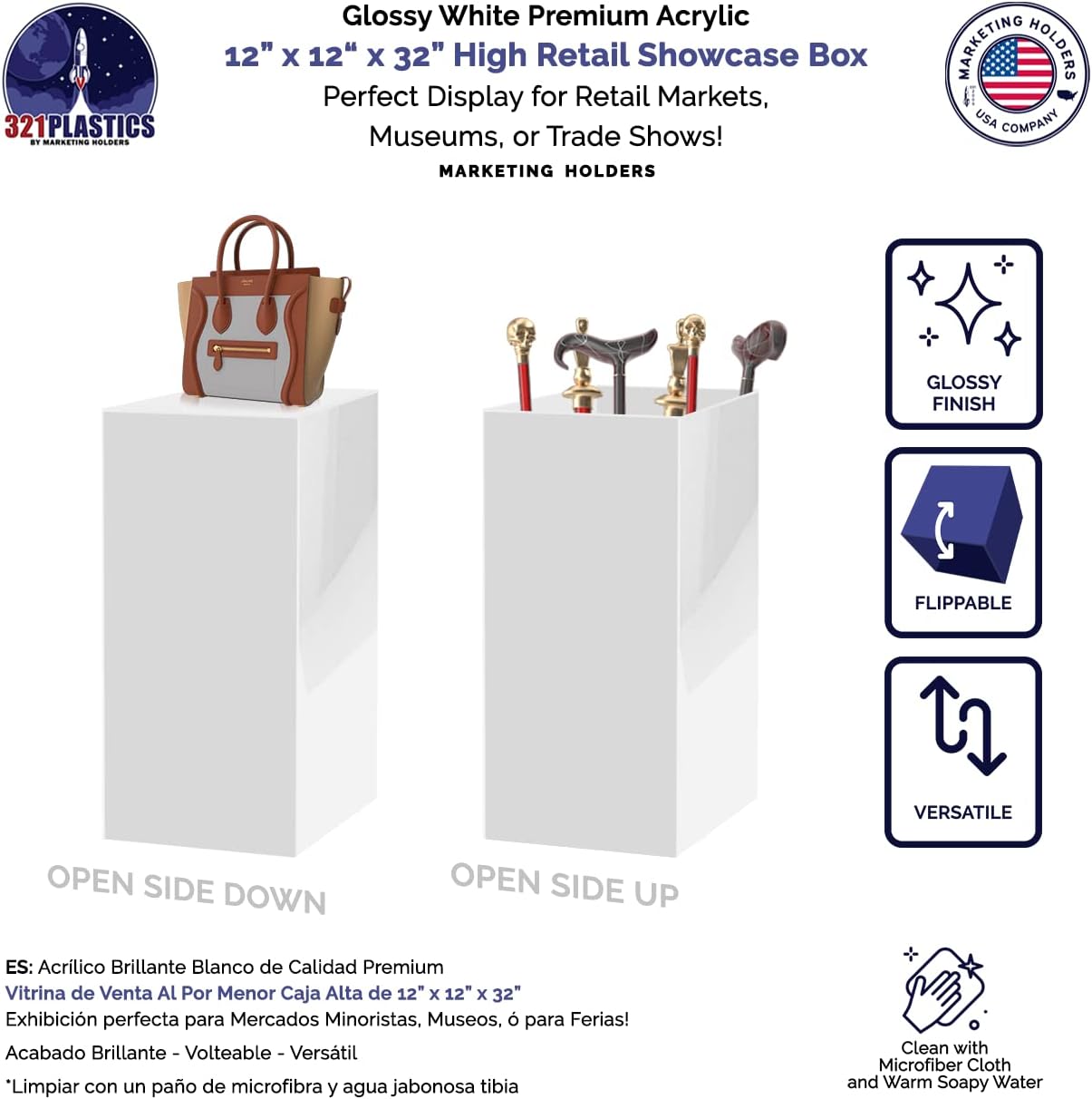 Tall Acrylic Display Box Cube Pedestal Sculpture Stand