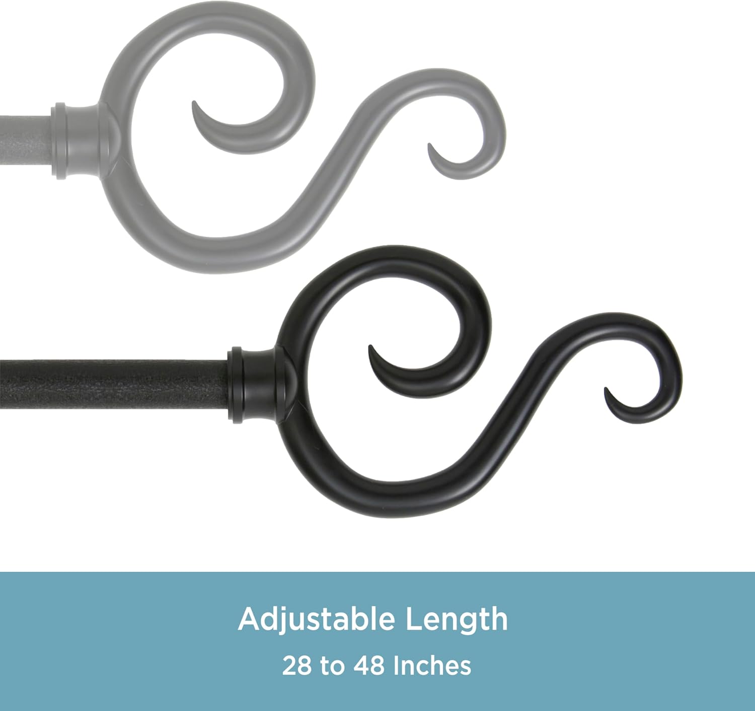 Kenney KN65273 Decorative Window Curtain Rod Black Finish