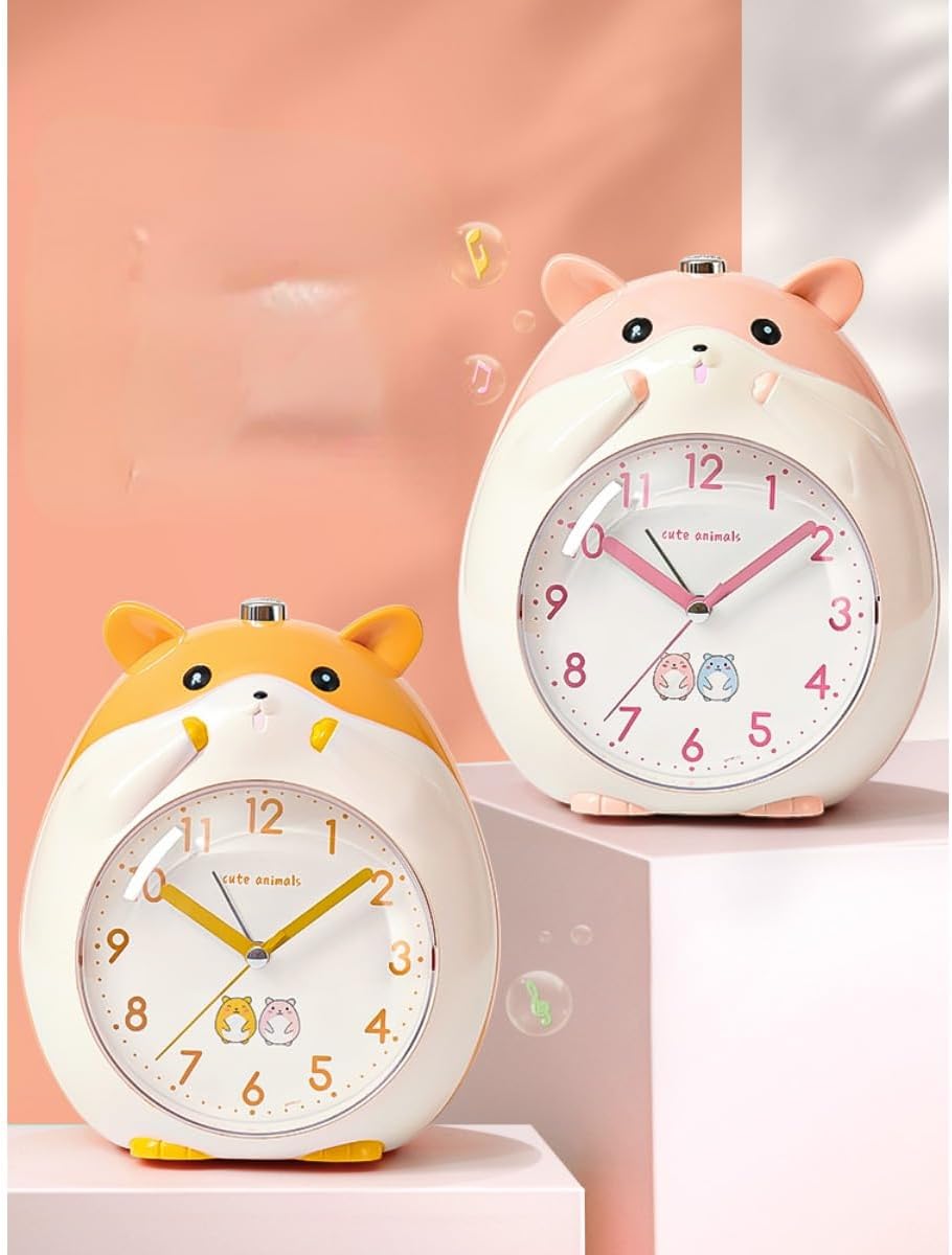 Kids Alarm Clock with Cute Cartoon Design Yellow