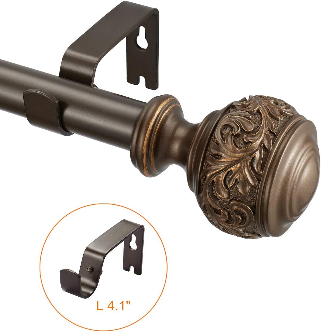 Modern Floral Carved Curtain Rod 1 Inch Diameter