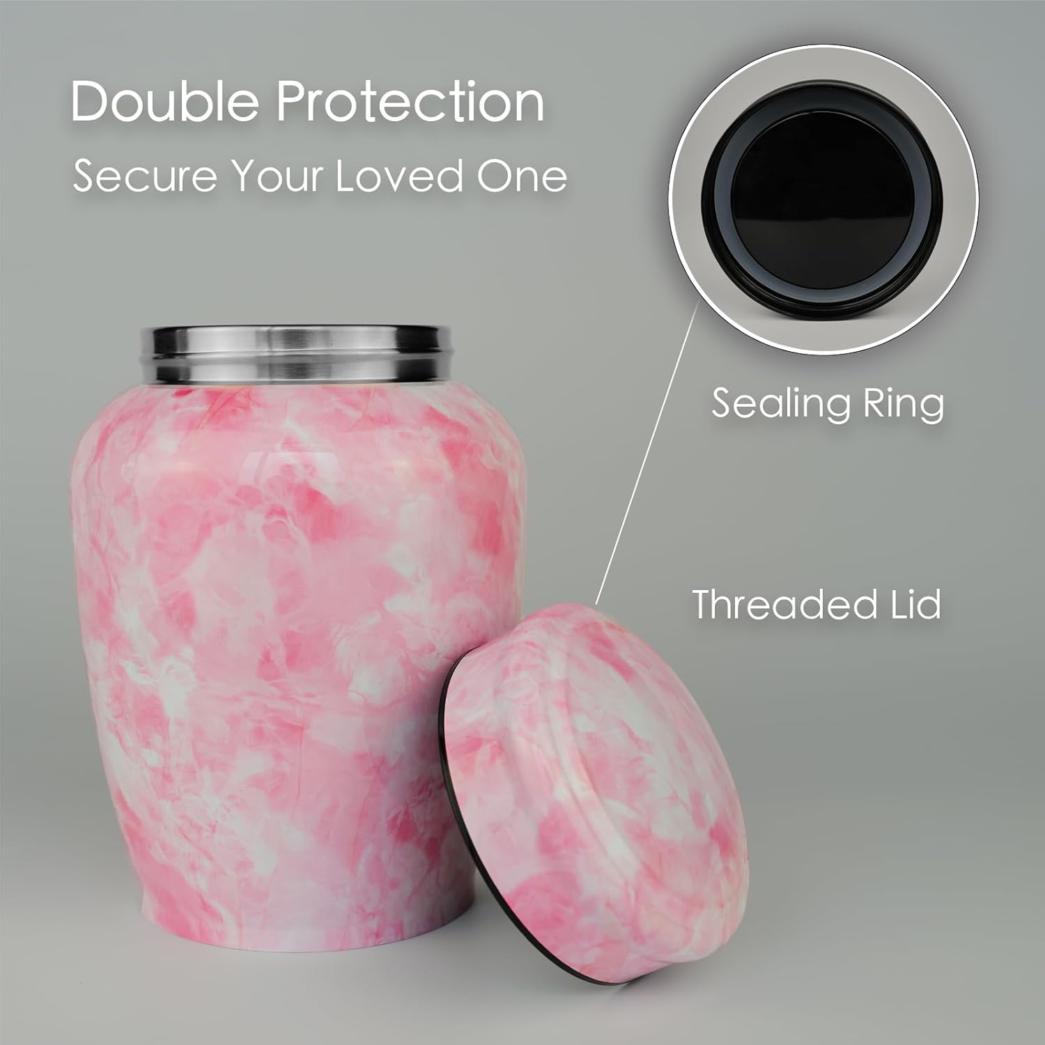 Pink Flower Marble Decorative Urn for Ashes
