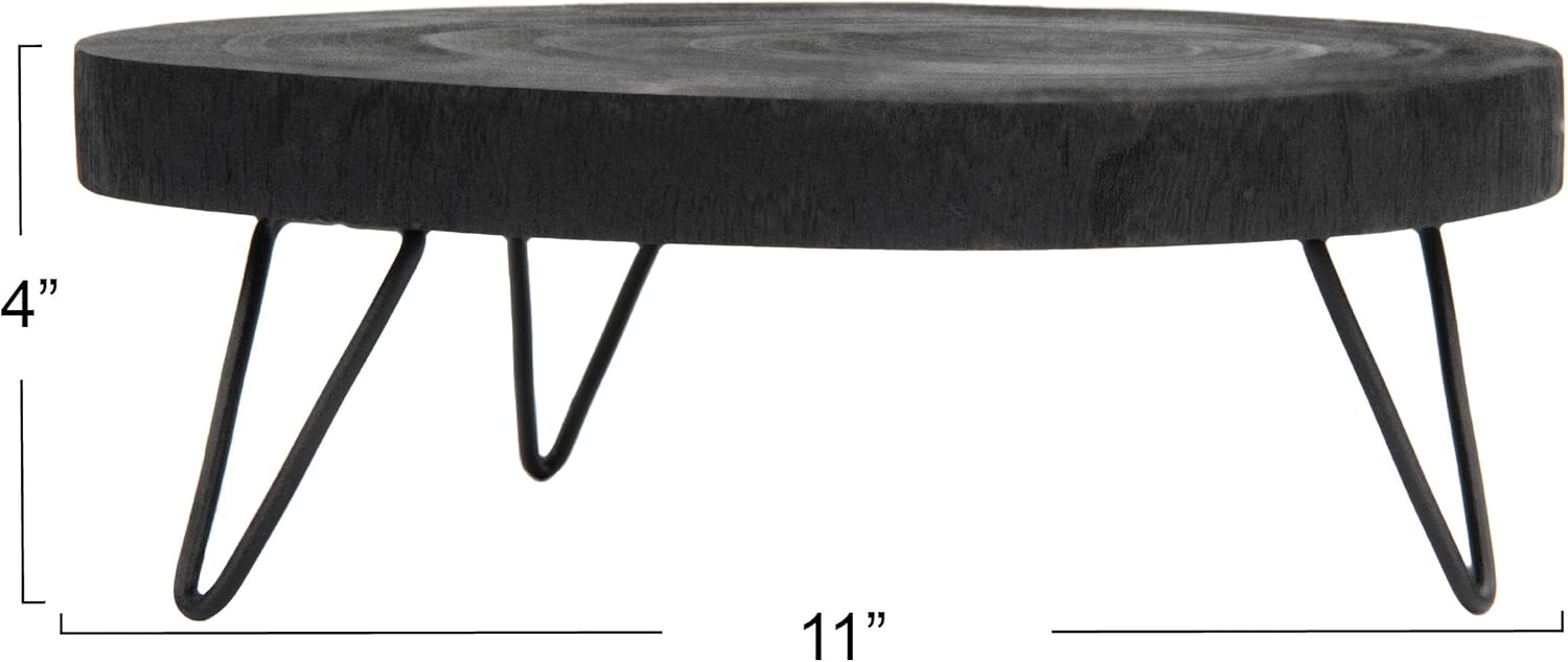 Creative Co Op Paulownia Wood Pedestal Black 11 Inch