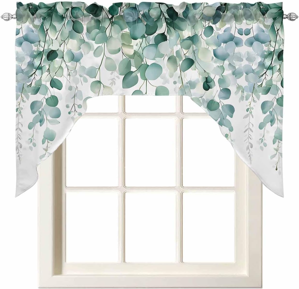 Green Eucalyptus Swag Valance 56 x 36 for Windows