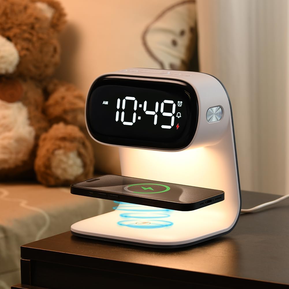 WILIT Alarm Clock with Wireless Charging and Night Light