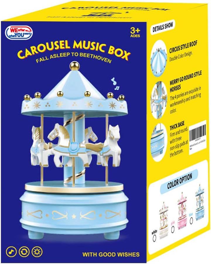 WEofferwhatYOUwant Carousel Music Box Blue