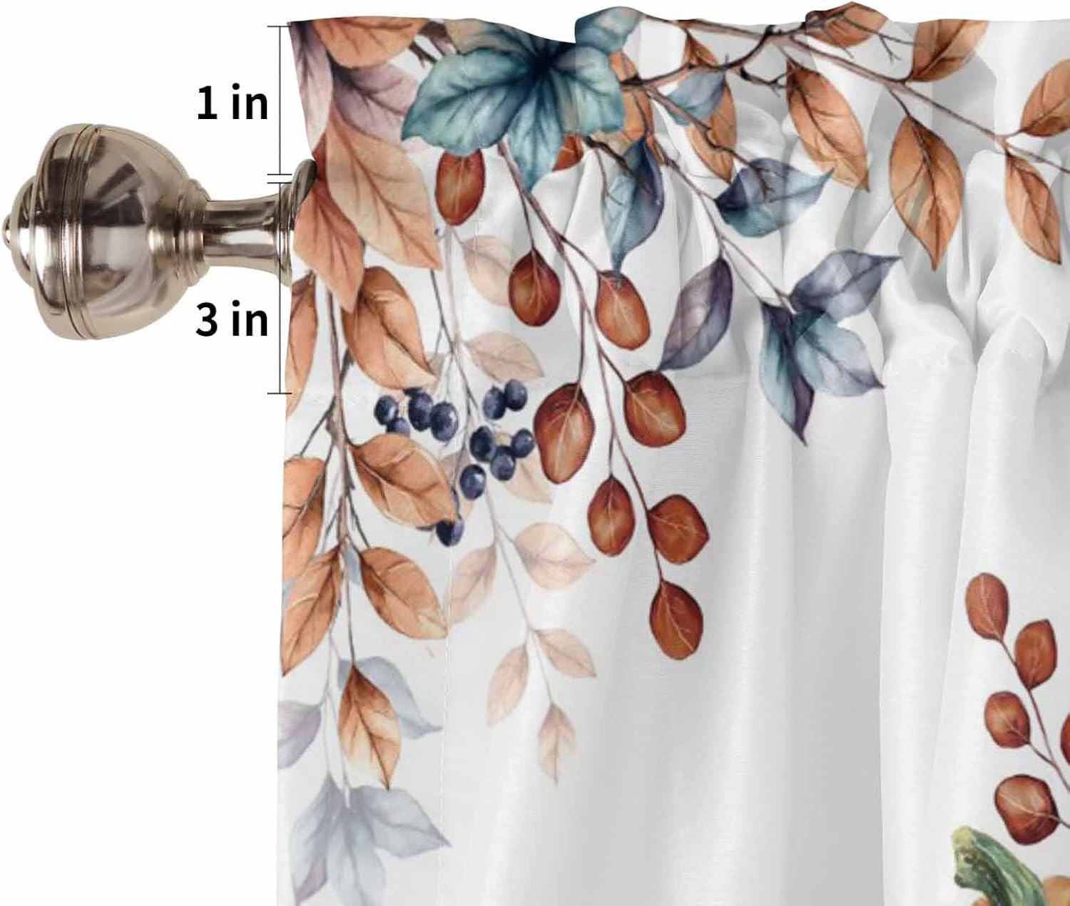 Orange Blue Grey Fall Valances for Windows 42x18
