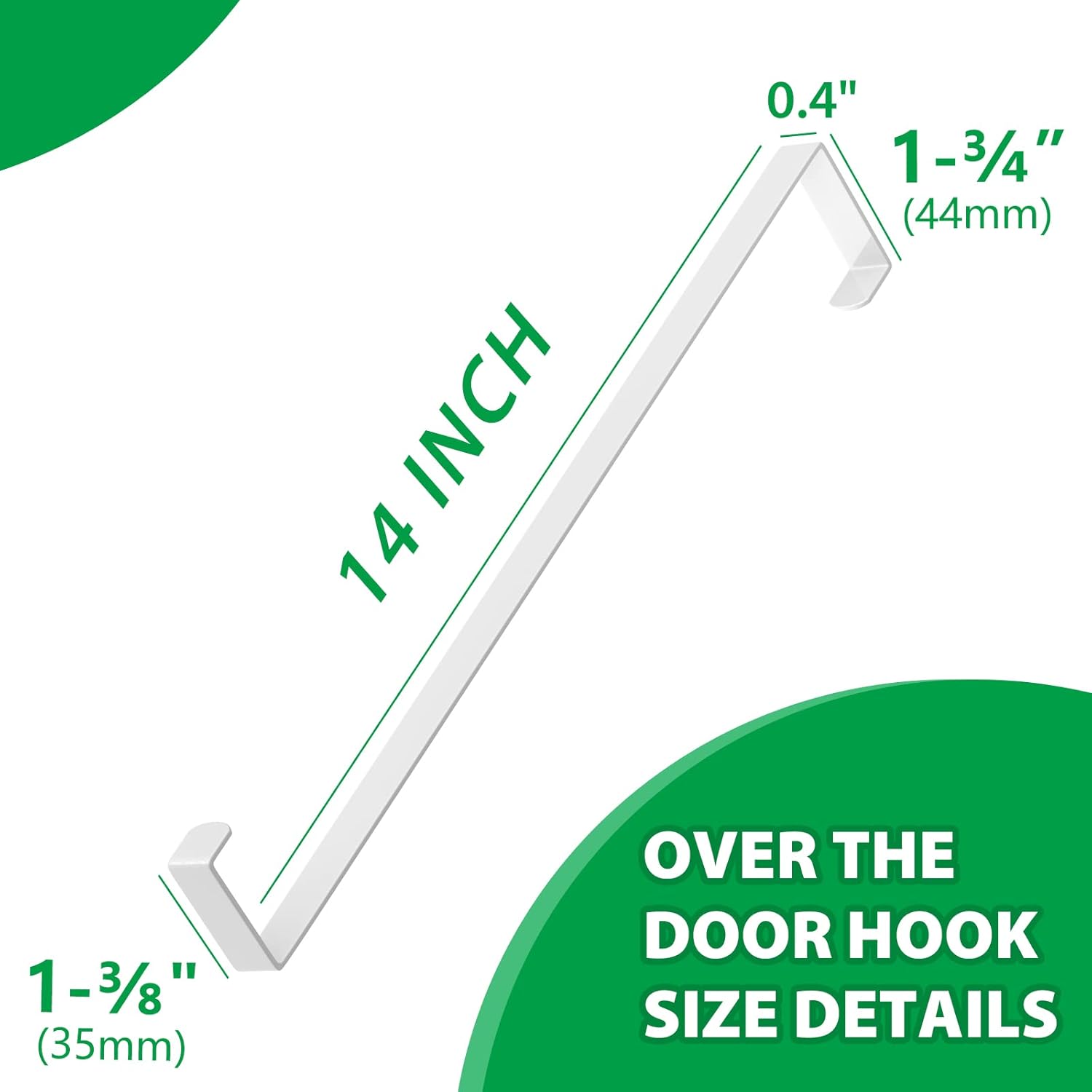 14 Inch Z-Shaped Door Hooks 4 Pack White